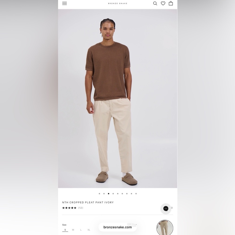 Bronze Snake Men's Ivory Cropped Pleat Pants
